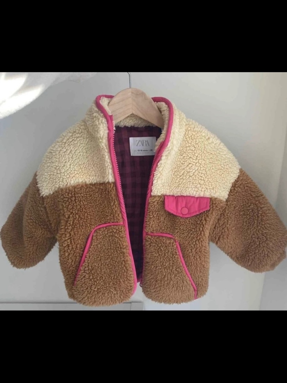 Zara thick Sherpa flannel jacket 12-18 m